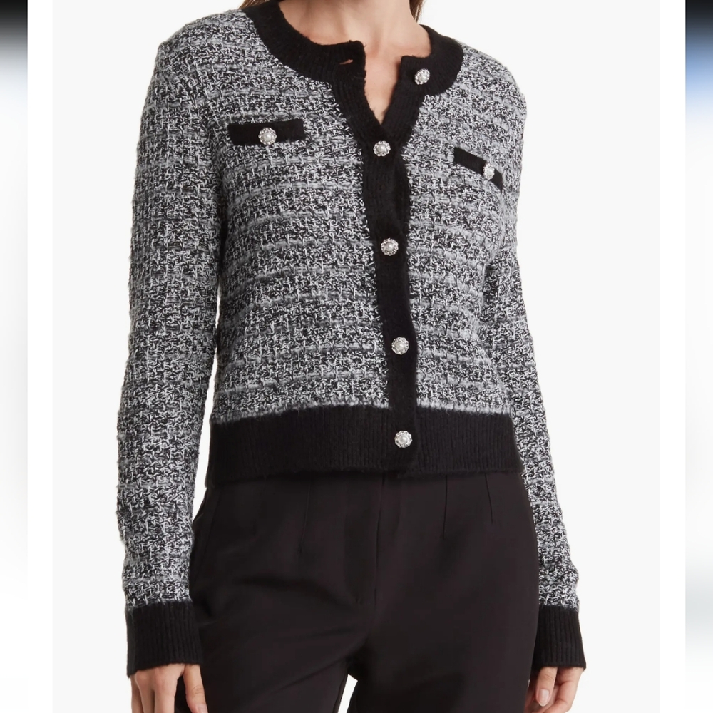 Black and White Tweed Cardigan